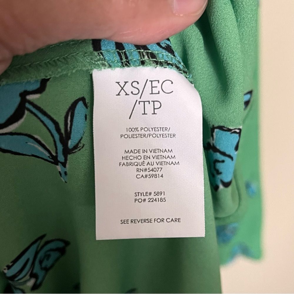CAbi Go To Green/Blue Floral Button Down Blouse 5891 Shirt Top Size XS - Picture 7 of 10